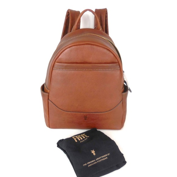 Frye Front Slit Cognac Brown Backpack Leather Bag - Picture 7 of 8